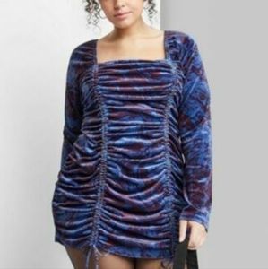 Wild fable long sleeve ruched velvet bodycon dress size XL